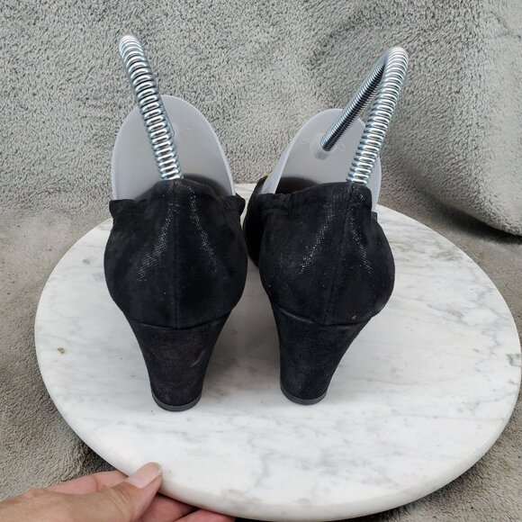 AGL Attilio Giusti Leombruni Shoes Womens 37.5 US 7.5 Black Leather Wedge *GUC* - Picture 5 of 11